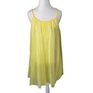 Vintage‎ Yellow Sheer Babydoll Nightgown Slip Dress Lingerie Strappy